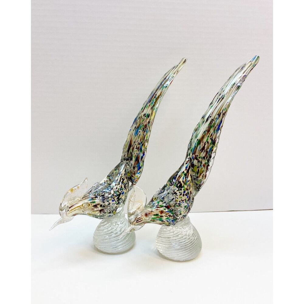 Mid-Century Modern Murano Glass Pheasant Set Table Sculpture Archemide Seguso